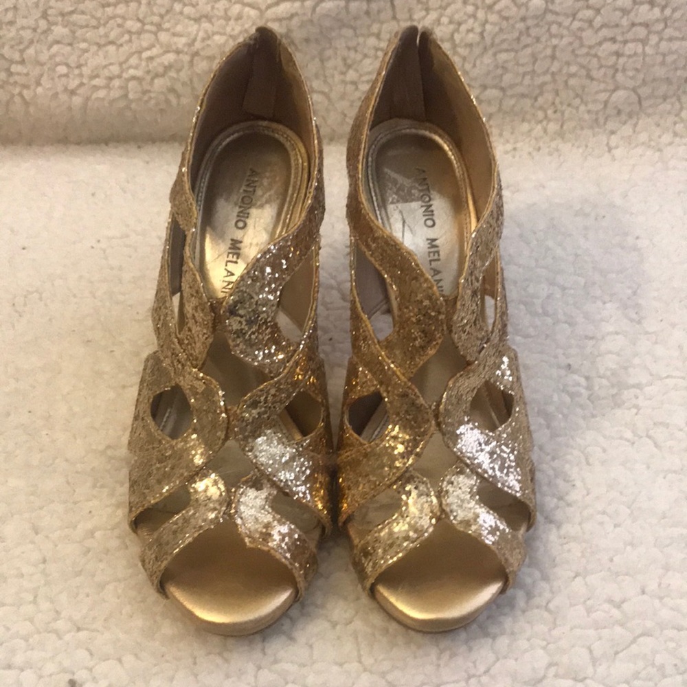 Antonio Melani gold strapped heels